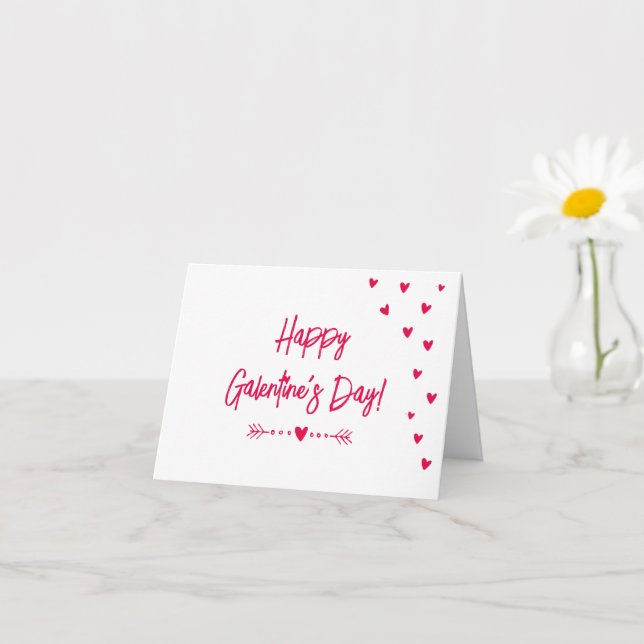 Cute Little Pink Hearts - Happy Galentine's Day  Card (Small Plant)