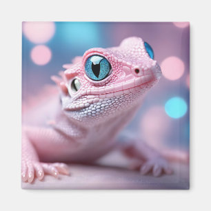 Cute Little Pink Lizard with Big Blue Eyes Magnet
