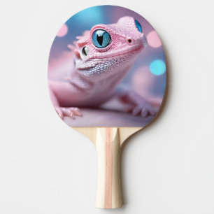 Cute Little Pink Lizard with Big Blue Eyes Ping Pong Paddle
