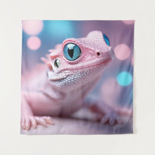 Cute Little Pink Lizard with Big Blue Eyes Tapestry