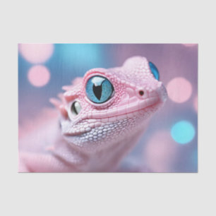 Cute Little Pink Lizard with Big Blue Eyes Tissue Paper