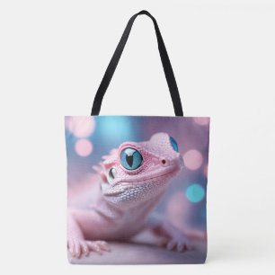 Cute Little Pink Lizard with Big Blue Eyes Tote Bag