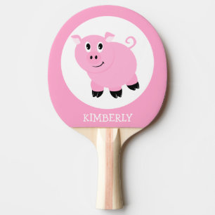 Cute Little Pink Pig Personalised Ping Pong Paddle