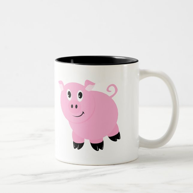 Cute Little Pink Piggy Cute Pig Two-Tone Coffee Mug (Right)