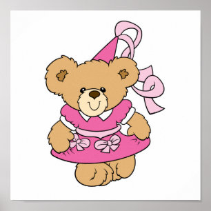 Cute Little Pink Princess Bear Poster