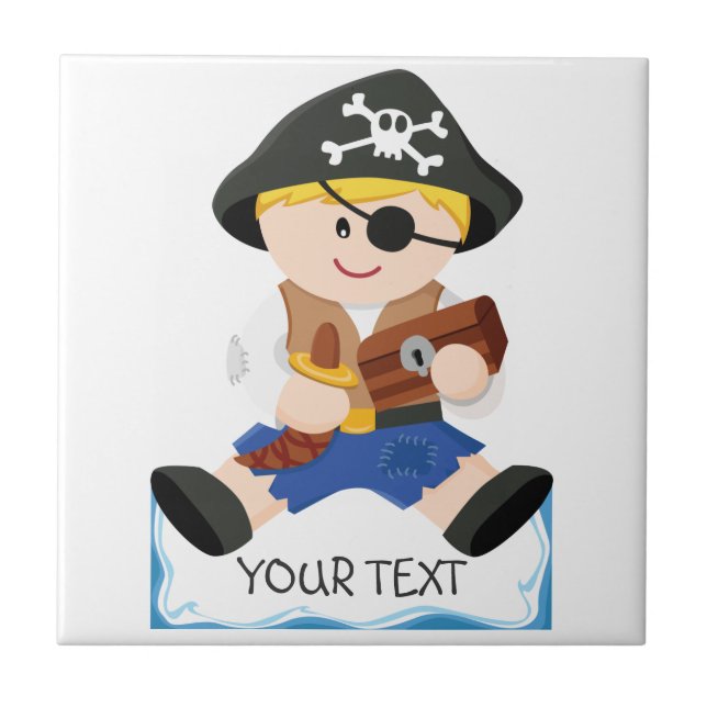 Cute little pirate ceramic tile (Front)