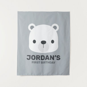Cute Little Polar Bear Birthday Tapestry