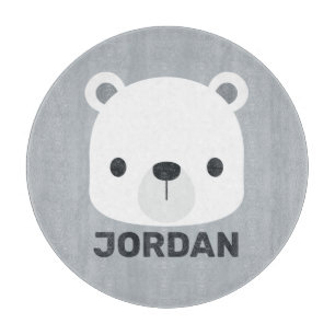 Cute Little Polar Bear with Personalised Name Cutting Board