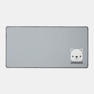 Cute Little Polar Bear with Personalised Name Desk Mat