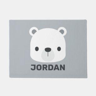 Cute Little Polar Bear with Personalised Name Doormat