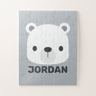 Cute Little Polar Bear with Personalised Name  Jigsaw Puzzle