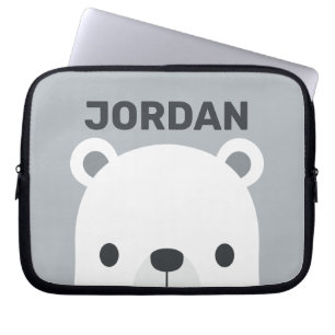 Cute Little Polar Bear with Personalised Name Laptop Sleeve