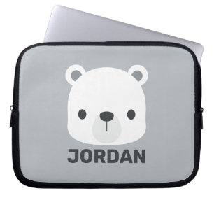 Cute Little Polar Bear with Personalised Name Laptop Sleeve