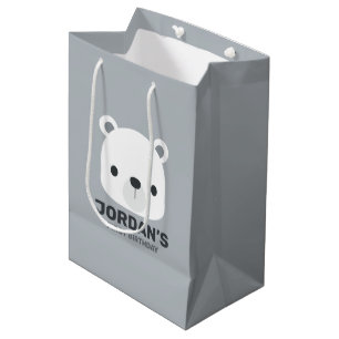 Cute Little Polar Bear with Personalised Name Medium Gift Bag