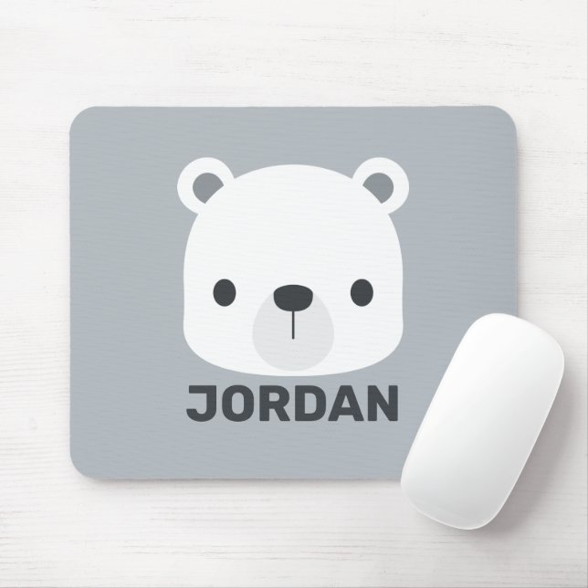 Cute Little Polar Bear with Personalised Name Mouse Pad (With Mouse)