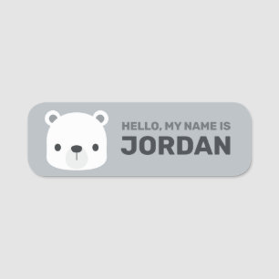 Cute Little Polar Bear with Personalised Name Name Tag