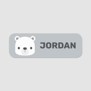 Cute Little Polar Bear with Personalised Name Name Tag