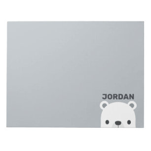 Cute Little Polar Bear with Personalised Name Notepad