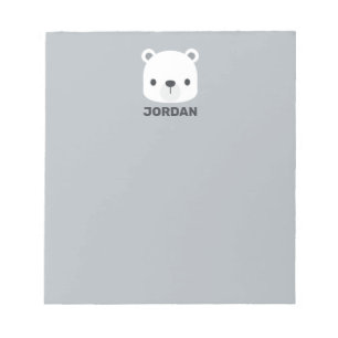 Cute Little Polar Bear with Personalised Name Notepad