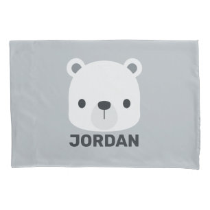 Cute Little Polar Bear with Personalised Name Pillowcase