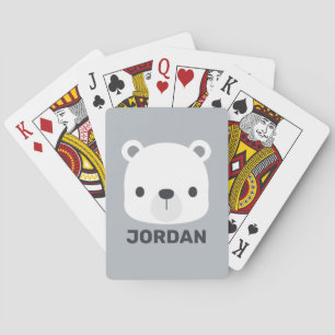 Cute Little Polar Bear with Personalised Name Playing Cards