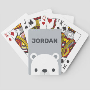 Cute Little Polar Bear with Personalised Name Playing Cards
