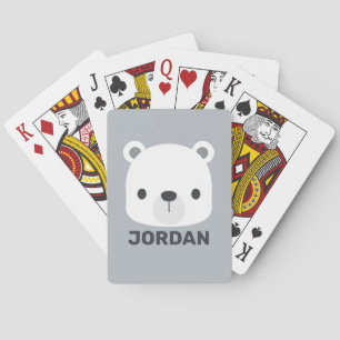 Cute Little Polar Bear with Personalised Name Playing Cards