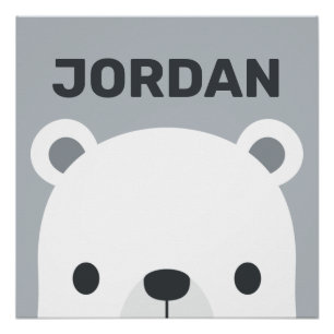 Cute Little Polar Bear with Personalised Name Poster