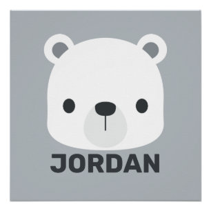 Cute Little Polar Bear with Personalised Name Poster