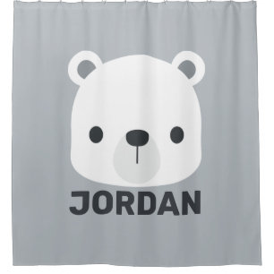 Cute Little Polar Bear with Personalised Name Shower Curtain