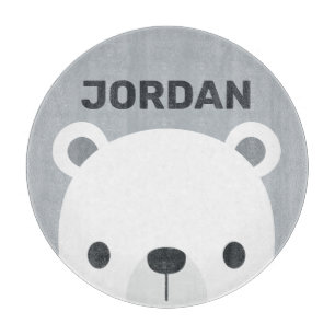 Cute Little Polar Bear with Personalized Name Cutting Board