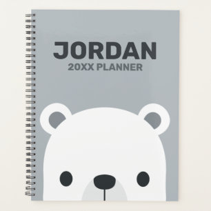 Cute Little Polar Bear with Personalized Name Planner