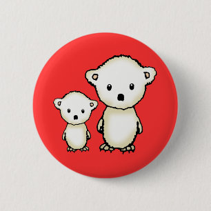 Cute Little Polar Bears Christmas Button