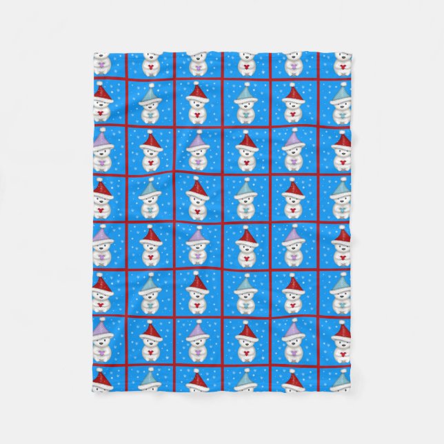 Cute Little Polar Bears Holiday Art Fleece Blanket (Front)