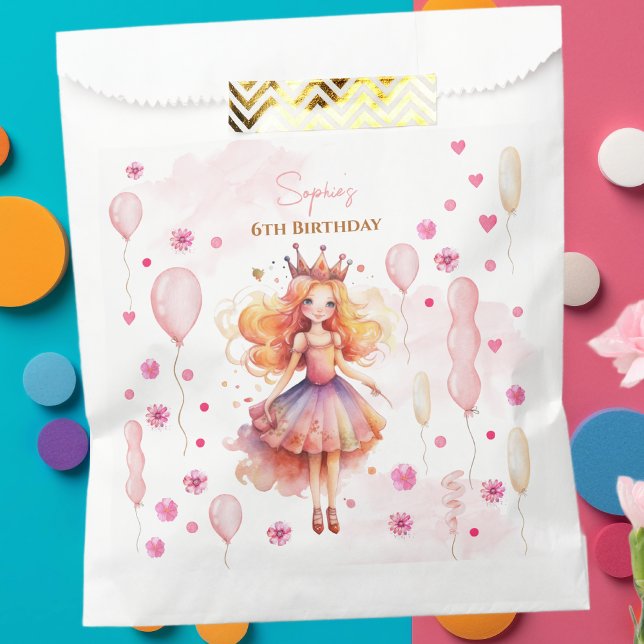 Cute little princess and balloons birthday favour bag (Creator Uploaded)