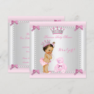Cute Little Princess Baby Shower Girl Brunette Invitation