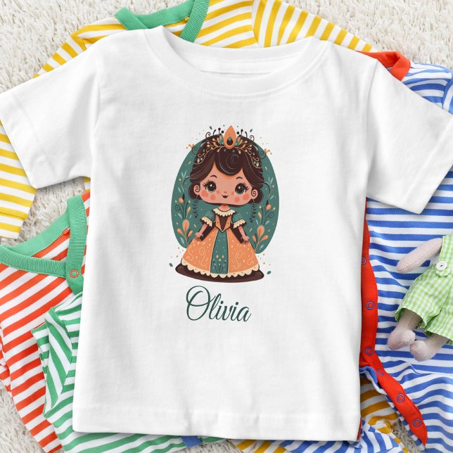 Cute Little Princess Floral Personalised Baby T-Shirt (Creator Uploaded)