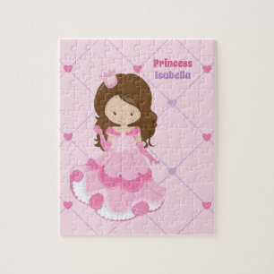 Cute Little Princess Girl Custom Pink Jigsaw Puzzle