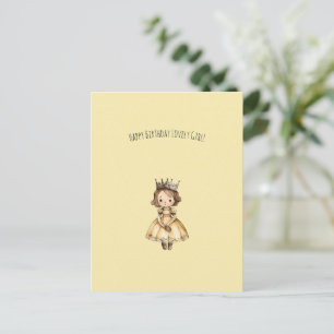 Cute Little Princess Girl Happy Birthday Card