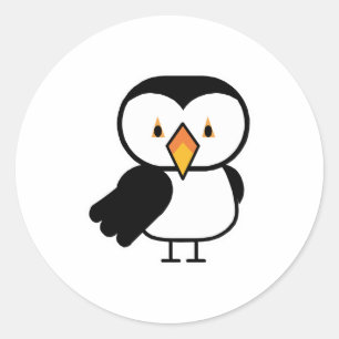 cute little puffin classic round sticker