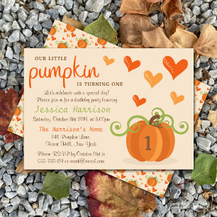 Cute Little Pumpkin 1st Birthday Invitations