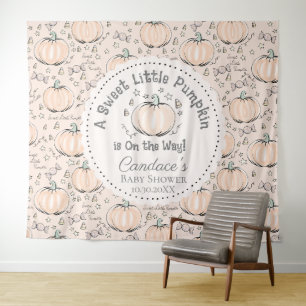 Cute Little Pumpkin Autumn Baby Shower Backdrop Tapestry