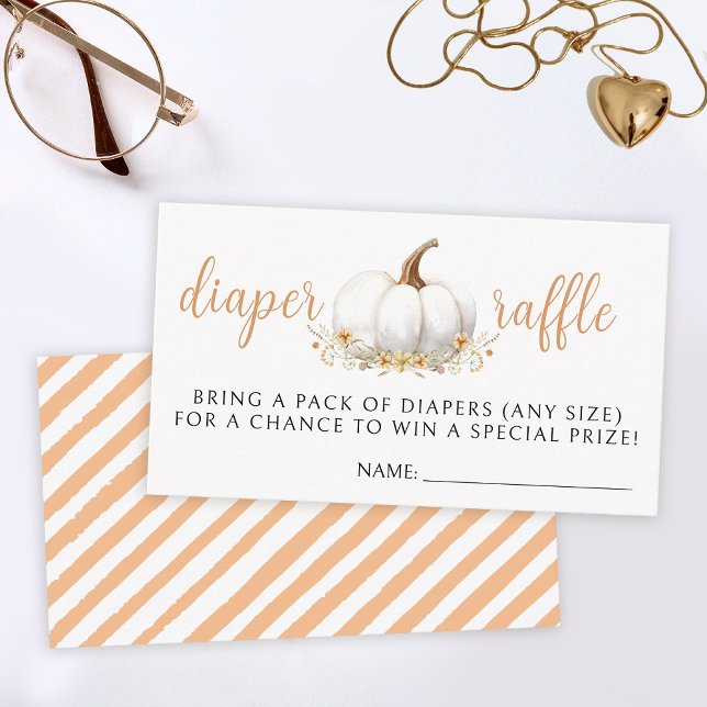 Cute little pumpkin baby shower diaper raffle card (Creator Uploaded)