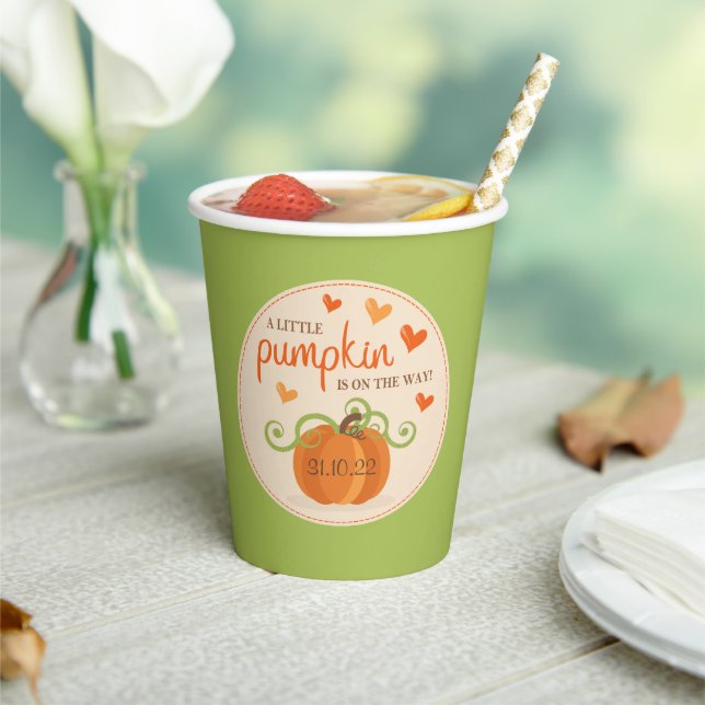 Cute Little Pumpkin Baby Shower Paper Cups (Insitu)