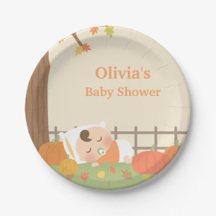 Cute Little Pumpkin Baby Shower Supplies Paper Plate