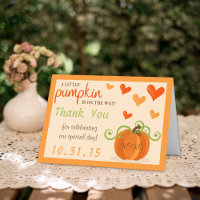 Cute Little Pumpkin Baby Shower Thank You Cards