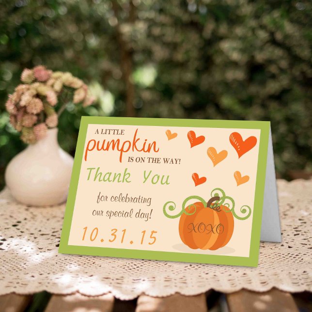 Cute Little Pumpkin Baby Shower Thank You Cards (Creator Uploaded)
