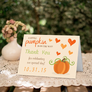 Cute Little Pumpkin Baby Shower Thank You Cards