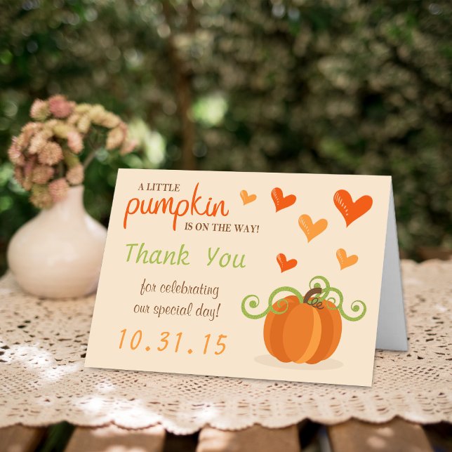 Cute Little Pumpkin Baby Shower Thank You Cards (Creator Uploaded)