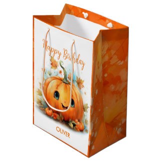Cute Little Pumpkin Birthday Medium Gift Bag